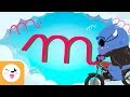 Letra M Con Caligrafía Enlazada El Abecedario Para Niños