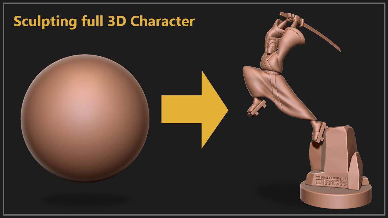 Sculpting full 3D Character for 3D printing in ZBrush Timelapse - Samurai Jack