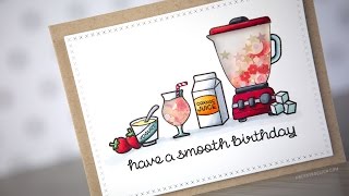 Creative Shaker Card with New Lawn Fawn stamps & Copic Coloring