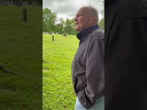 Jim Ellermeyer shares a moving story at the grave of Colonel William G. Sirwell in Kittanning, PA.