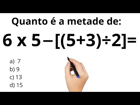 Matemática Básica / Quanto é a metade de: 6 x 5 - [(5 + 3)] /2] = ?