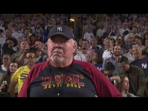 8 3 2023 Stephen Weaver USMC 2 Purple Hearts Veteran of the Game honored by the NY Yankees
