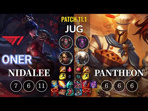 T1 Oner Nidalee vs Pantheon Jungle - KR Patch 11.1