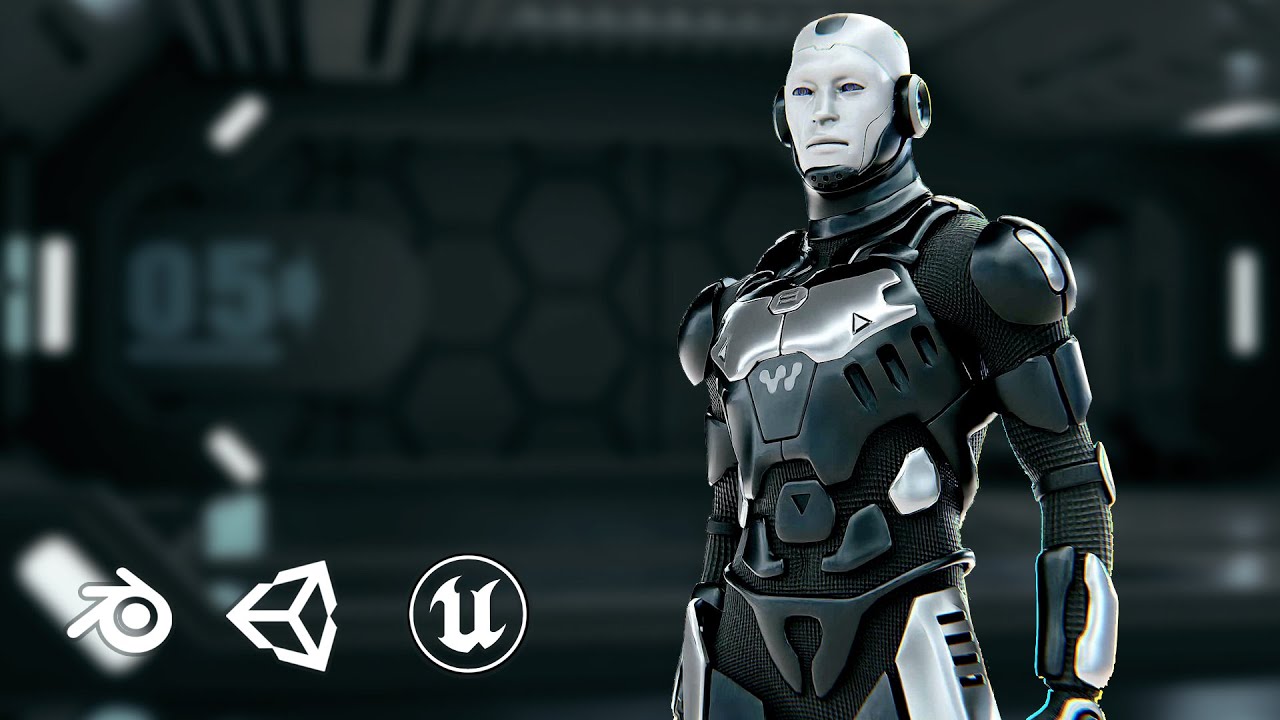 Mecha Soldier-B Auto-Rig Pro Rigged For Mixamo Unreal Engine Unity 3D Model