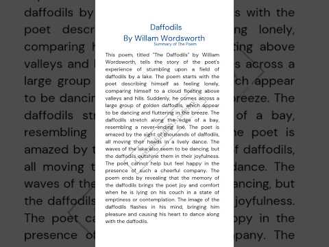 Daffodils -By Willaim Wordsworth | Poem Class 10 English Icse #learnenglish #summary #englishlesson