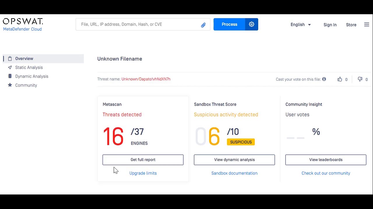 MD Cloud virus analysis