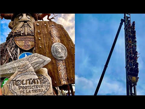 Toutatis POV (Front Row) – incredible Intamin  Multi-Launch Coaster at Parc Astérix