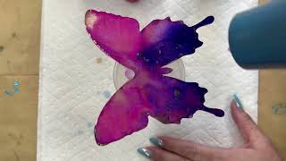 Butterfly Ornaments with Alcohol Ink onto Acrylic Shape
