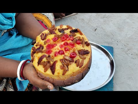 egg less orange cake | village style orange fruit 🍍🍎🍓🍇cake making