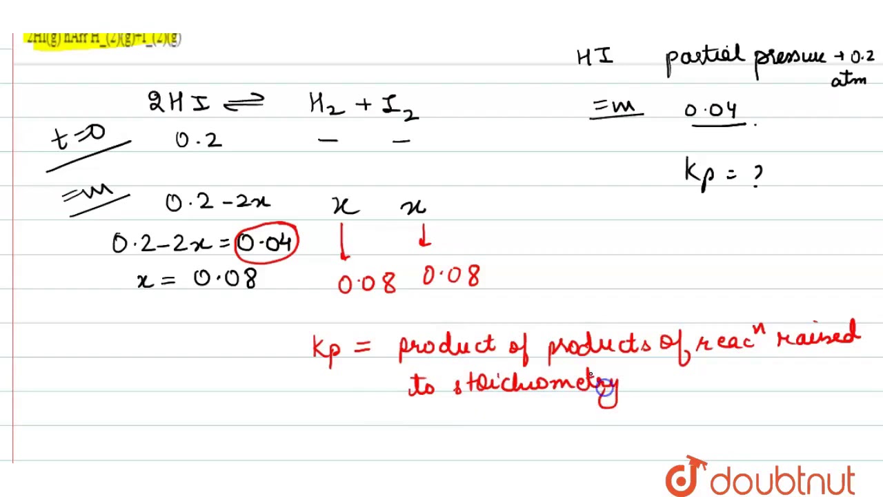 Watch video A sample of `HI(g)` is placed in flask at a pressure of `0.2 atm`. At equilibrium. Now A sample of `HI(g)` is placed in flask at a pressure of `0.2 atm`. At equilibrium.