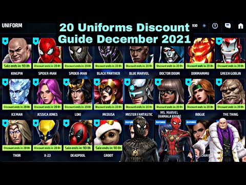 20 Uniforms Discount Guide December 2021 - Marvel Future Fight