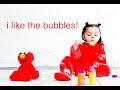 Tickle Me Elmo Plays With Bubbles