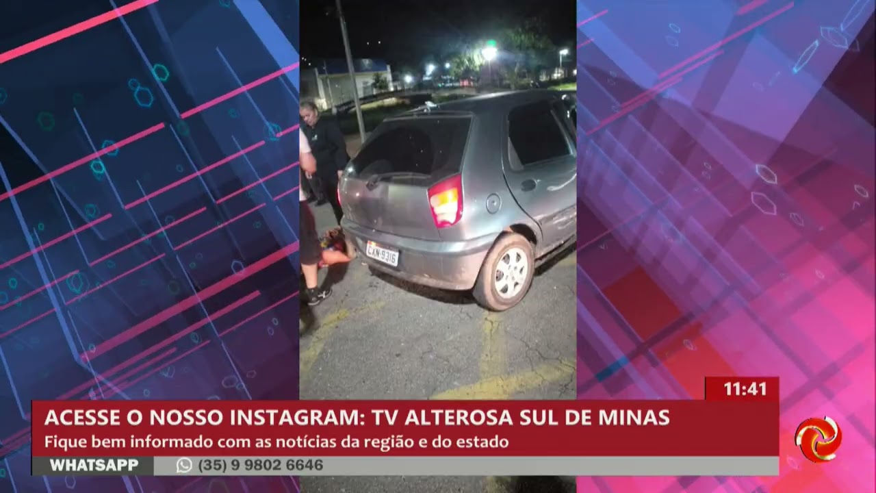 Batida entre carro e ônibus em Poços de Caldas