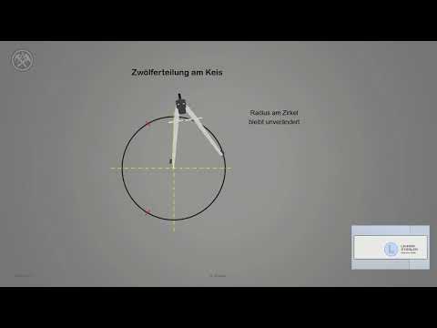 Konstruktion Zwölferteilung Draufsicht Kreis