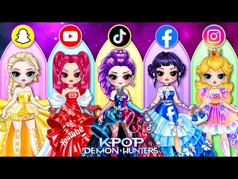 K-Pop Demon Hunters: Social Media Prom Dress Glow Up for Rumi, Zoey & Mira | DIY Fashion Paper Dolls