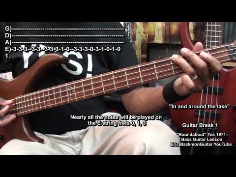 ROUNDABOUT Yes Bass Guitar Lesson Chris Squire Riffs @EricBlackmonGuitar