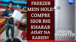 Samsung Fridge Freezer Damage Repair: Knife Se Hole + Compressor Change | Gas Charging Full Process