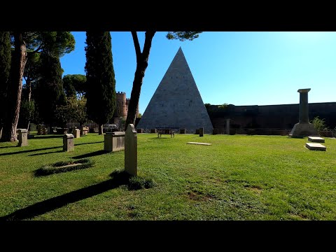 Rome Virtual Tour. Walk through the Non-Catholic Cemetery and Testaccio district. Italy.4K 50fps