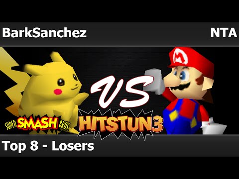 Hitstun 3 Smash 64 - BarkSanchez (Pikachu) vs NTA (Mario) - Top 8 - Losers