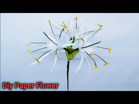 হাইমেনোকেলিস  স্পাসিয়া ফুল তৈরি করুন ক্রেপ পেপার দিয়ে।।How To Make Hymenocallis Speciosa ফ্লওএর।।