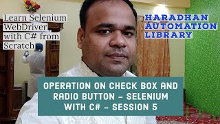 Operations on Check Box and Radio Button ​- Selenium WebDriver with C# - Session 5