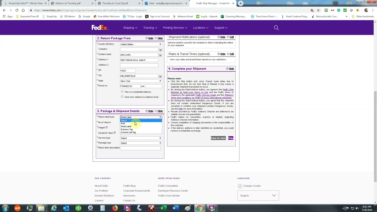 Create Fed Ex Return Label