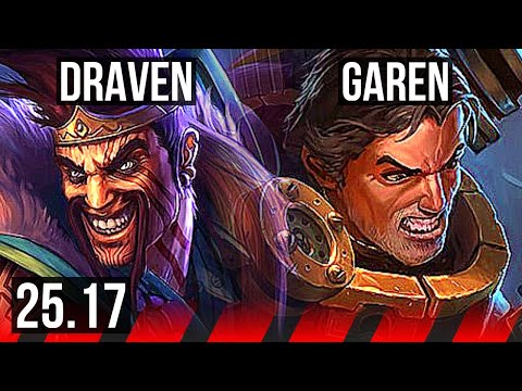 DRAVEN vs GAREN (TOP) | 9/0/0, 6 solo kills, Legendary, 800+ games | KR Master | 25.17