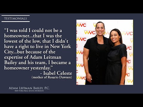 “I was told I could not be a homeowner…that I was the lowest of the low, that I didn’t have a right to live in New York City…but because of the expertise of Adam Leitman Bailey and his team, I became a homeowner yesterday” – Isabel Celeste, Mother of Rosario Dawson: Squatter Turned Homesteader, Turned Homeowner testimonial video thumbnail