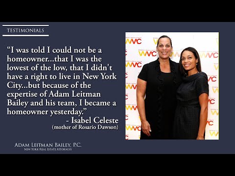 “I was told I could not be a homeowner…that I was the lowest of the low, that I didn’t have a right to live in New York City…but because of the expertise of Adam Leitman Bailey and his team, I became a homeowner yesterday” – Isabel Celeste, Mother of Rosario Dawson: Squatter Turned Homesteader, Turned Homeowner testimonial video thumbnail