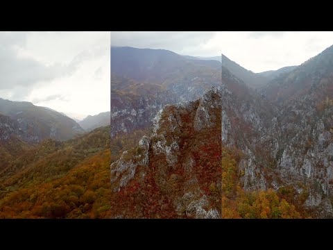 Cheile Țăsnei într-o zi de toamnă - Parcul Național Domogled-Valea Cernei (Filmare aeriană 4K)