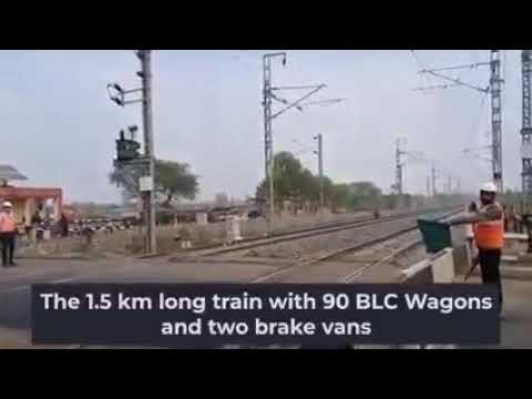 World’s first electric hauled double stack container train 1.5 Km length with 12000 HP powered