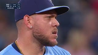 Yariel Rodríguez throws a wild pitch and then balks on the very next pitch to score Devers from 2nd