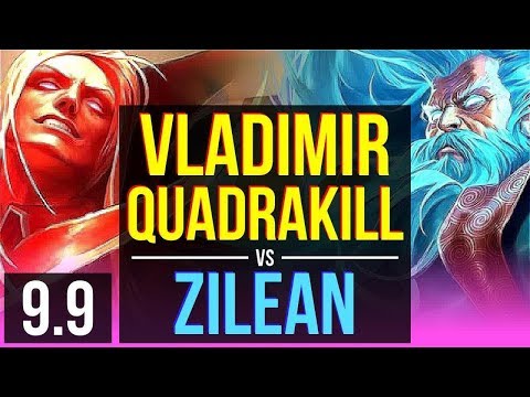 VLADIMIR vs ZILEAN (MID) | Quadrakill, 67% winrate, KDA 9/2/7 | Korea Master | v9.9