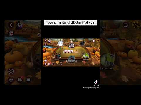 Bang - Four of a Kind at 4.20 in this pokertok. $80m pot win. Love this game.#pokernight #poker