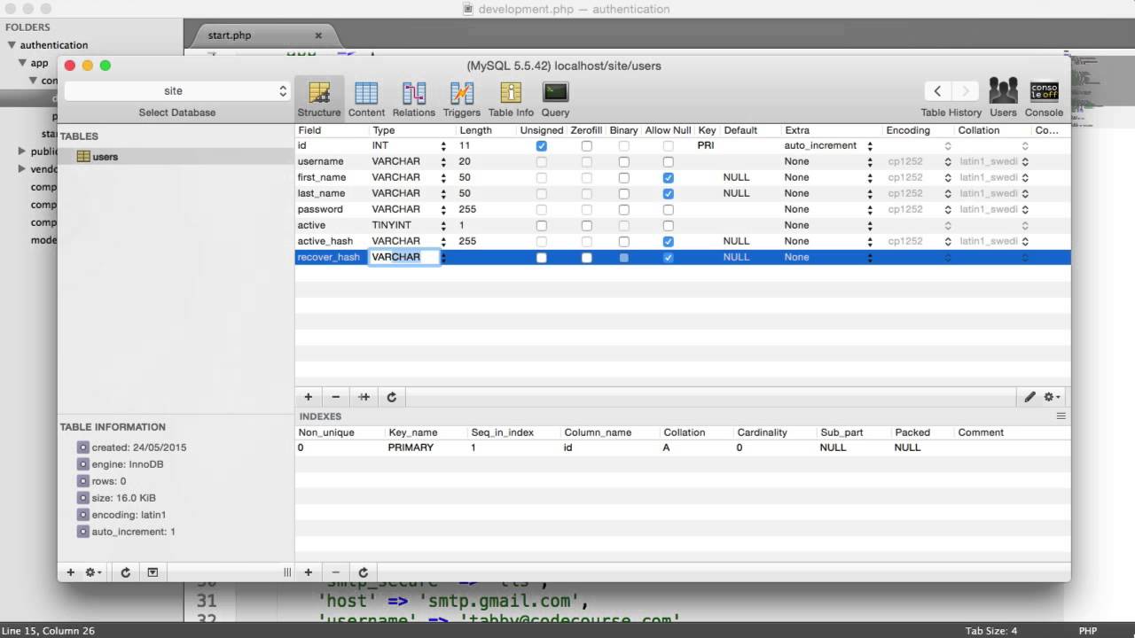PHP Authentication: Users Table (5/30)