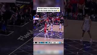 Derrick Jones Jr. kicked the ball into the stands 😭