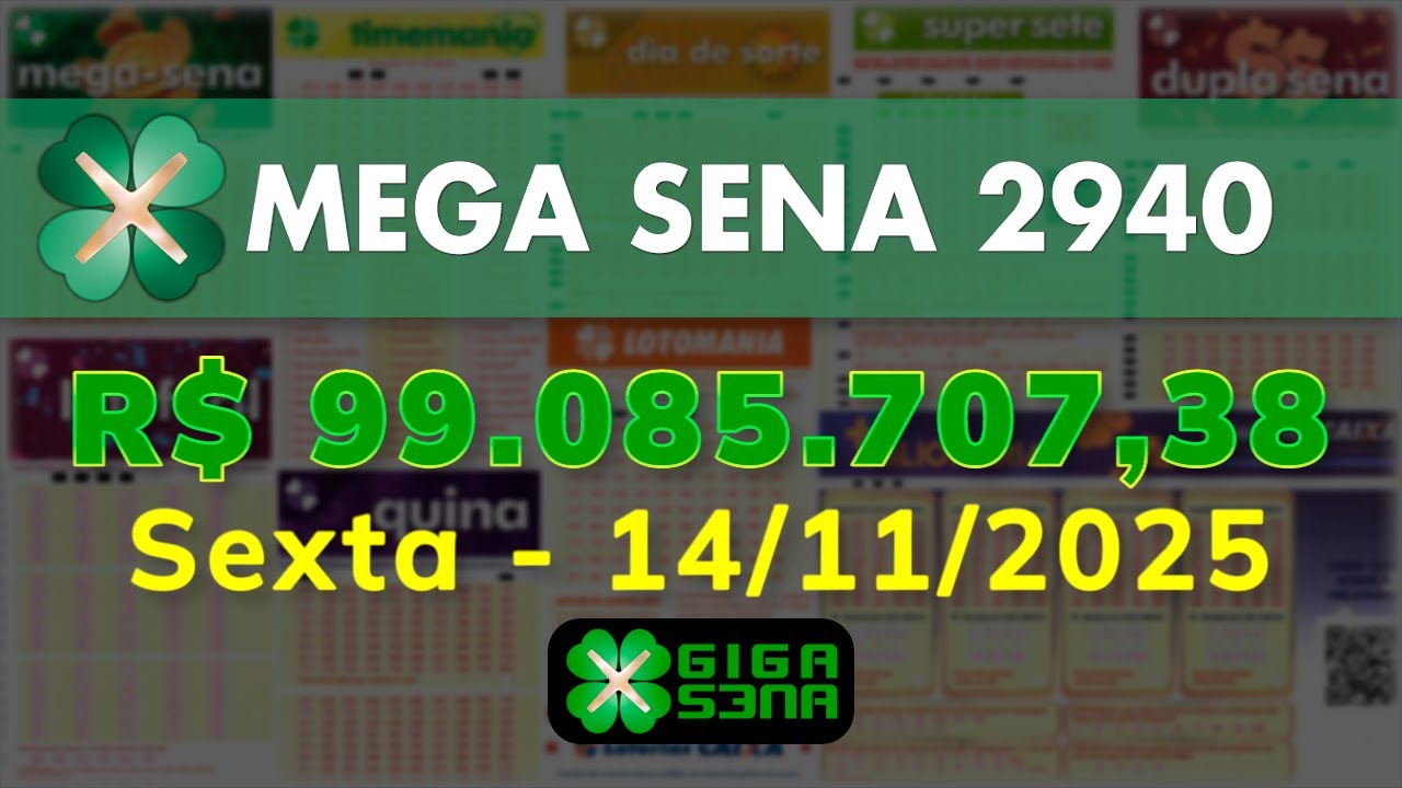 Resultado da Mega Sena 2940, Sexta-feira, 14/11/2025 | GIGA-SENA