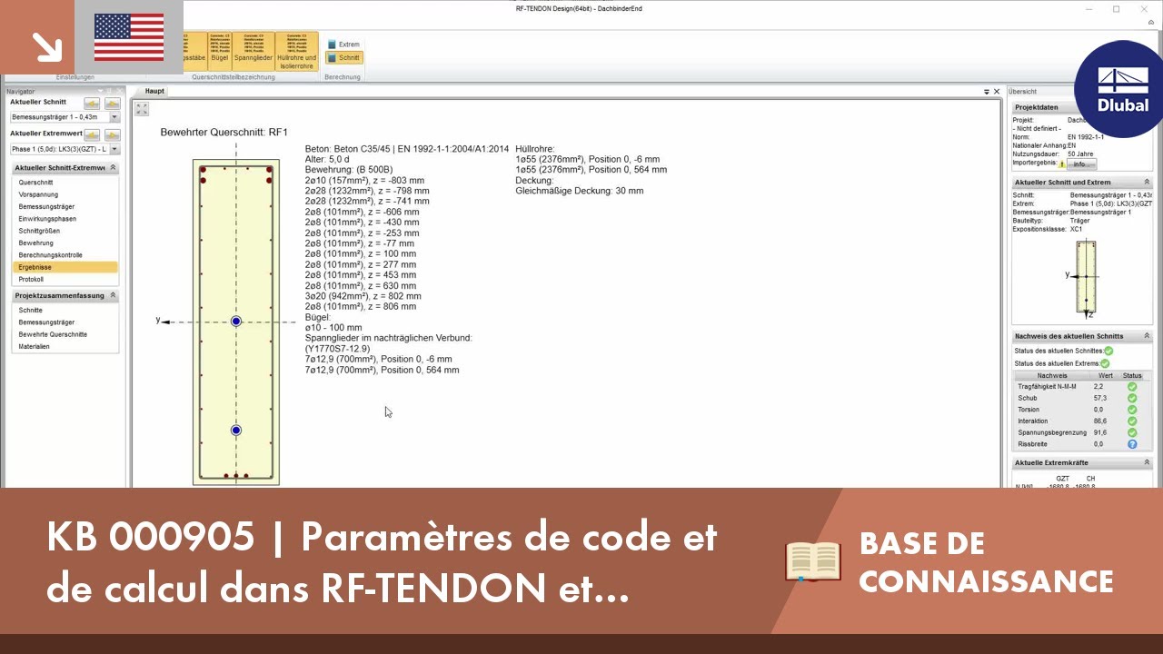 KB 000905 | Paramètres de code et de calcul dans RF-TENDON et RF-TENDON Design