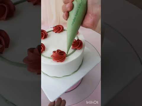 Cake design ideas for beginners/beautiful Red and white combination #youtubeshorts #shortviral