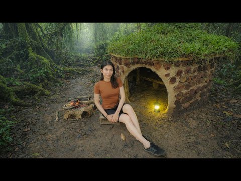 Amazing Girl Building Cozy Shelter in Forest | Hidden Survival Dugout House