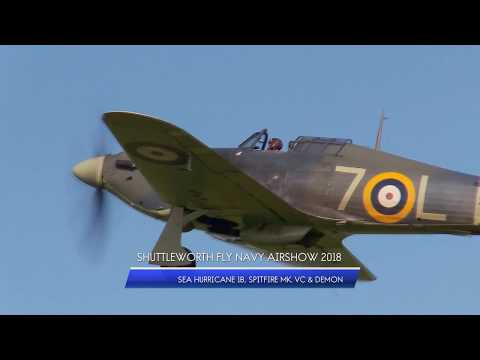 Spitfire Mk.Vc, Sea Hurricane Mk. 1B & Demon At Shuttleworth Fly Navy Airshow 2018