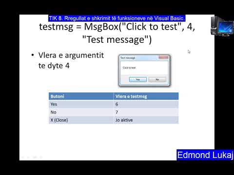TIK 8. Rregullat e shkrimit të funksioneve në Visual Basic.