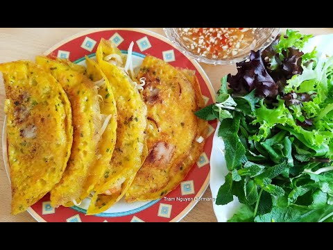 BÁNH XÈO MIỀN TRUNG - Cách pha bột Bánh xèo bột gạo GIÒN CHỈ VỚI VIÊN NƯỚC ĐÁ - Tram Nguyen Germany