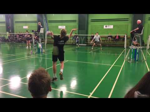 2020 U17 badminton MS semifinal: Kjær vs. Kauffmann in Hillerød, DK. FEB 2020