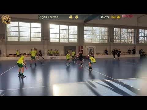 Florbols zēni U13. Rīgas Lauvas - FBK Baloži. Rīgā, 22.11.2025.. Vārtos Olivers Ercins