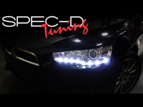 SPECDTUNING INSTALLATION VIDEO: 2008 MITSUBISHI LANCER PROJECTOR HEADLIGHTS