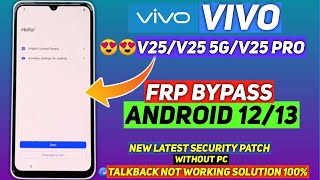 VIVO V25/V25 5G FRP Bypass Android 11/12/13 Without PC | Talk Back Not Working Fixed 100% New Trick✅