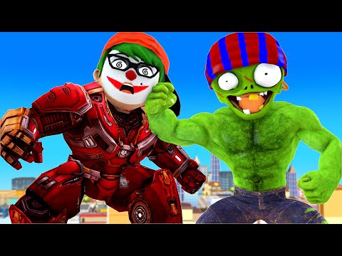 Super Hero Nick Joker transform Hulk Buster fight Giant Zombie - Scary Teacher 3D Funny Story