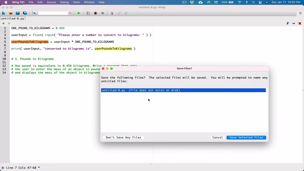 2.3. Pounds to Kilograms - Python