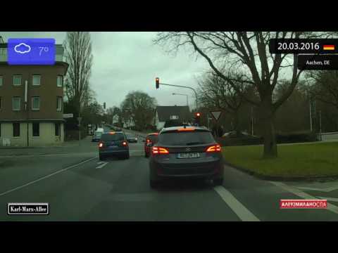 Driving through Aachen (Germany) from Zentrum to Walheim 20.03.2016 Timelapse x4